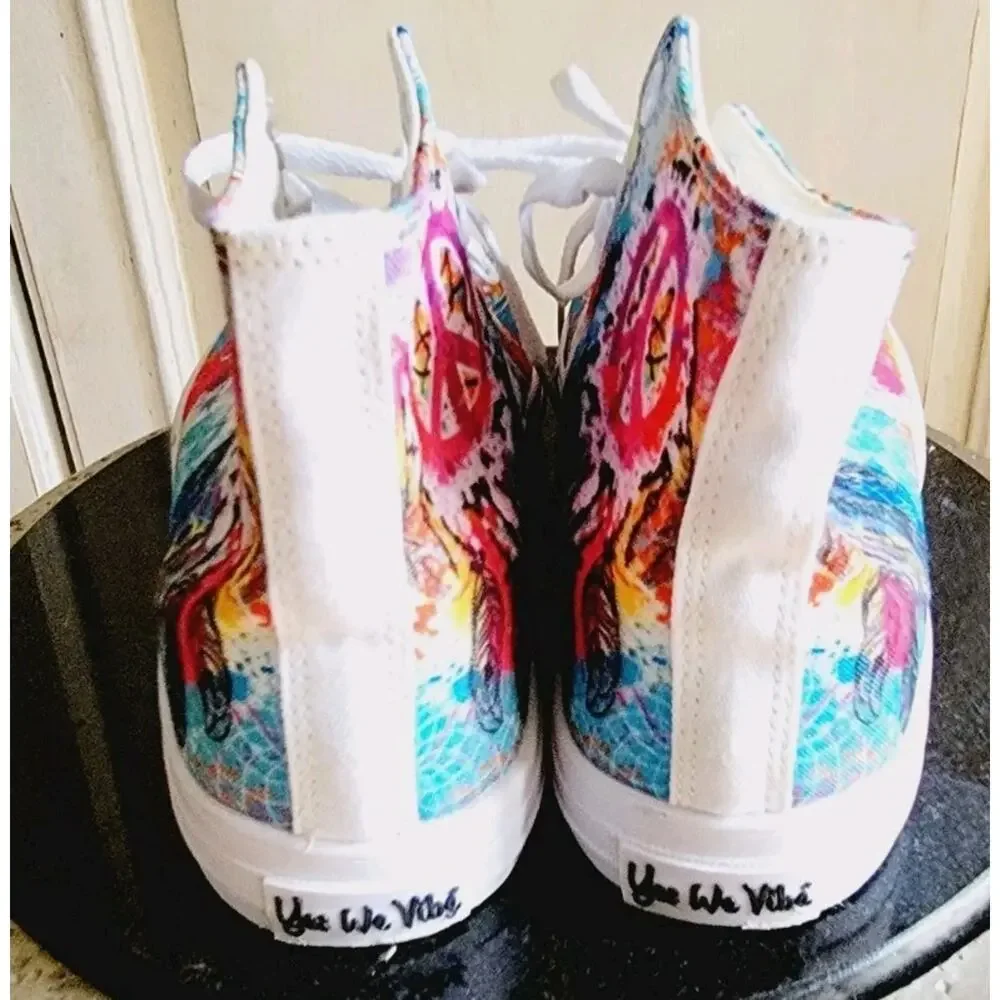 Yes We Vibe High Top Unisex Canvas Athletic Sneakers Tie Dye Womens 6 Men 4.5 - Picture 5 of 11